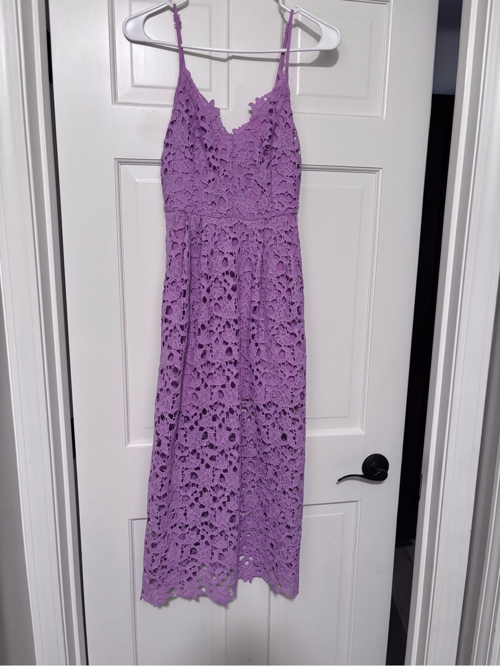 ASTR the Label Lilac Crochet Midi Dress - Women's Sleeveless Spaghetti Strap
